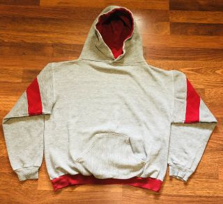 Vintage 70s Russell Athletic Heather Gray Rayon Hooded Sweatshirt Mens M Rare