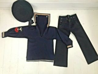 Old Navy Blue Felt Sailor Outfit Embroidery 8 Point David ? Star Hat Swan Patch