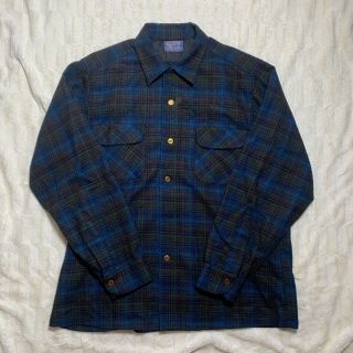 Vintage 1950’s Pendleton Board Shirt 100 Wool Blue Green Flannel