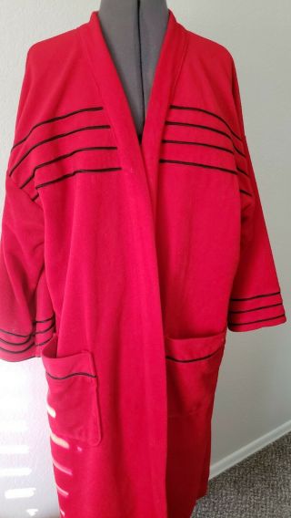Rare Vintage Red Playboy Bunny Bathrobe Robe Black Stripe Xl Fuzzy