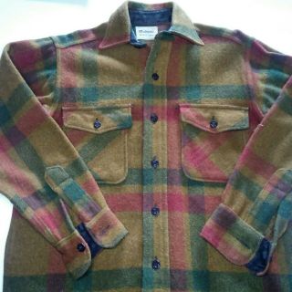 Vintage Madewell Heavy Wool Green Plaid Shirt Jacket