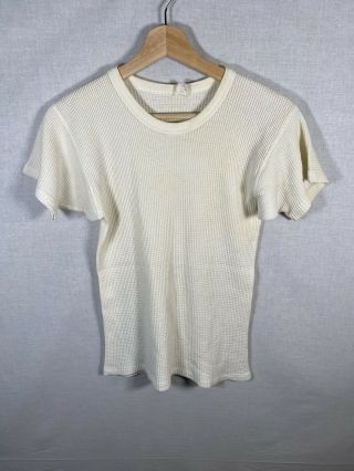Vintage 60s 70s White Thermal Long John Under Shirt T Small Rare