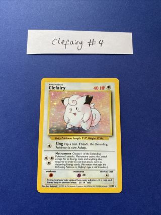 Pokemon Clefairy 5/102 Rare Holo Base Set Card 1999 Wotc