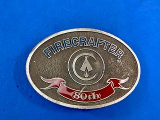 Firecrafter 80th Rare Belt Buckle Bsa Boy Scouts Of America - Camp Ransburg?
