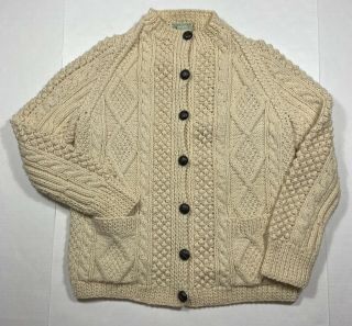 Vintage 60’s The Irish Cottage Pure Wool Knit Button Up Sweater Adult Small Rare