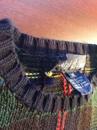 VERY RARE - Vintage Ralph Lauren Knit Sweater Golf Bag Flag Stripes Men ' s SZ - M 3