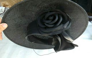 Vintage Sonni San Francisco Black Womens Hat Bow With Hat Box Kentucky Derby