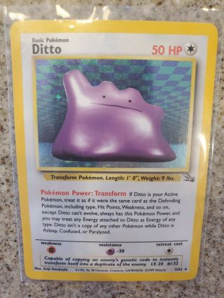 1999 Pokemon Fossil 1st Edition Holo Ditto 3/62 Psa Ready