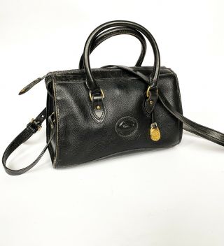 Dooney Bourke Vintage Black Leather Satchel Bag Made In Usa