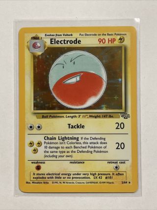 Electrode 2/64 Jungle Holo.  1999 Pokémon Tcg Base Set Never Played With.