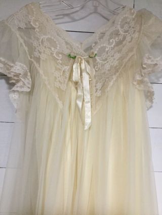 Vintage Tosca Lingerie Peignoir Set 2 Pc Off White Sheer Gown Robe Size Small