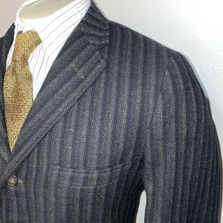 Vtg 50s 60s Silver Brand Suit Jacket Blazer Coat Black Wool Mid Century Mens 40
