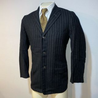 Vtg 50s 60s SILVER BRAND Suit Jacket Blazer Coat Black WOOL Mid Century MENS 40 2