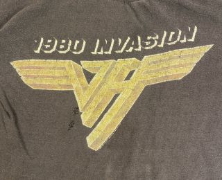 Van Halen 1980 Invasion Tour T - Shirt Crop Top L Distressed See Pictures
