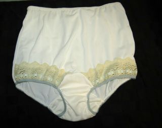Vintage Ivory Nylon Granny Dome Gusset Panties Sheer Lace Stunning 7 Lg Custom