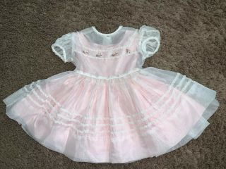 Vintage Sheer Pink Girls Party Dress Size 2/3t With Slip Full Circle Baby Doll