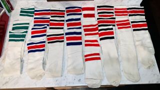 Vintage Mens Striped Cotton Tube Socks Athletic