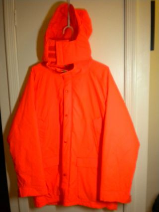 Mens Vintage Woolrich Hunting Jacket Coat Orange Large Hooded Usa