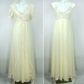 Vintage Tosca Lingerie 1960 Babydoll Ivory Chiffon Nightgown Bridal Usa Pin Up