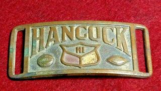 Vintage Brass Hancock Md Belt Buckle,  Hi School Football Basketball,  Mckean