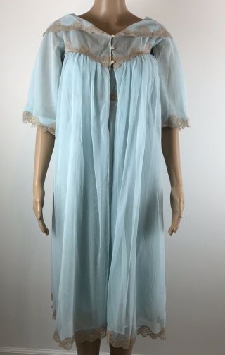 Vintage 50s 60s Peignoir Lingerie Small S Robe Gown Set Chiffon Sheer Negligee
