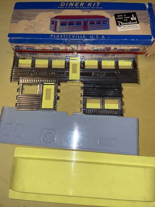 Plasticville Diner Kit De - 7 Yellow/gray W/ob - Glued? - Complete - Vtg