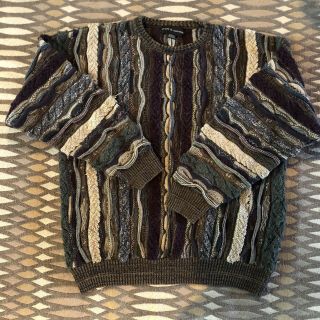 Vintage 90s 80s Coogi Style Sweater 3d Knit Sz L Biggie Hip Hop Cosby