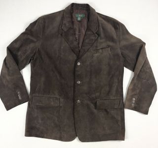 Vintage J.  Crew Leather Jacket Mens Size L Large Dark Brown Suede Blazer Coat