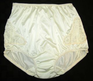 Vintage Soft Ivory Nylon Lace Granny Gusset Panties 8 Xl Custom