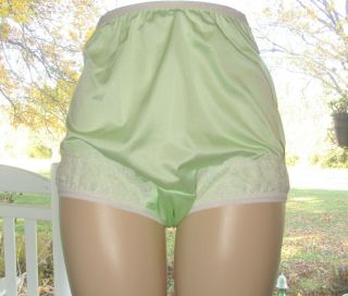 Vintage Green Lorraine Nylon Lace Granny Gusset Panties 7 Lg Custom