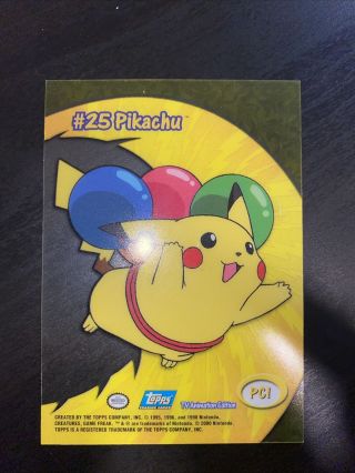 2000 Pokemon Tv Animation Topps Clear See Through Card Pc1 Pikachu 25 Near