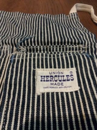 Vintage Sears " Hercules " Union Made Striped Denim Bib Apron