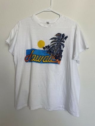 Vintage Distressed Thin 70s Hawaii Surf T Shirt • M / L Single Stitch Hanes