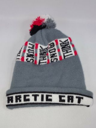 Arctic Cat Think Snow Toque Vintage Winter Hat Pompom Touque Snowmobile Knit Cap