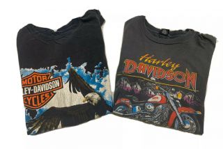 (2) Vintage Harley Davidson Sleeveless Tank Top Shirts Mems Size Large 90’s