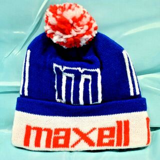 Vintage Maxell Winter Hat Pom Pom