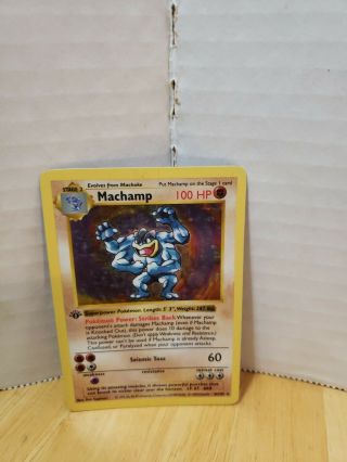 Machamp 1st Edition Shadowless Base Set 8/102 Pokemon Card - Wotc - Light Played