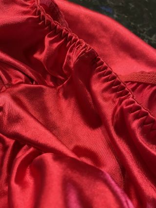 Vintage Nylon Panties Second Skin Red Hi - Cut Bikini Nos Olga Silky Shimmer Sz S