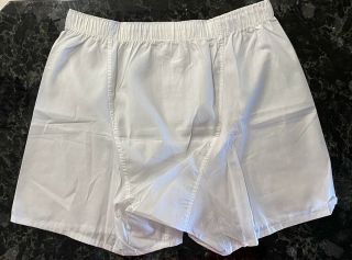 Vintage 70s Boxer Shorts NOS 3 White Cotton Dacron Polyester Blend Size 38 USA 3