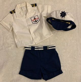 Vintage Boys Sz 2t Sailor Outfit 3 Piece Nautical Outfit Shirt Shorts Hat Easter