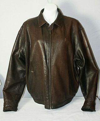 Vintage Polo Ralph Lauren Drisler Brown Butter Soft Leather Mens Jacket Sz Xl