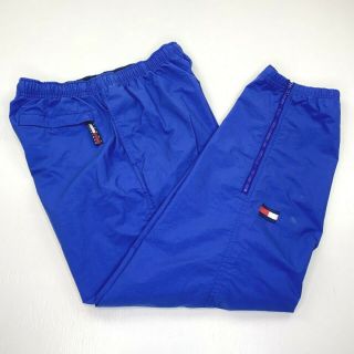 Rare Vintage 90s Tommy Hilfiger Royal Blue Embroidered Track Pants - Mens Large