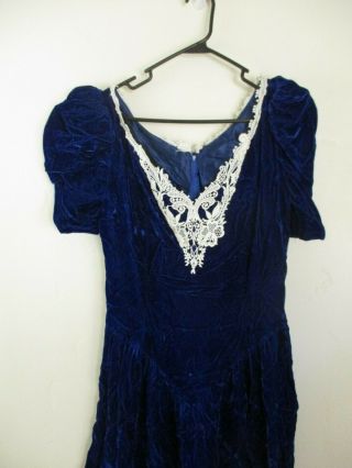 Jessica McClintock M Gunne Sax Dress Vintage Blue Velvet 1980s designer prom 2