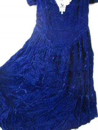Jessica McClintock M Gunne Sax Dress Vintage Blue Velvet 1980s designer prom 3