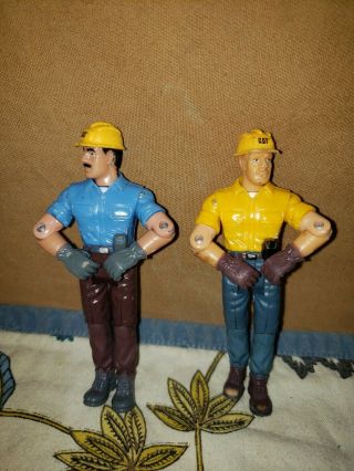 Rare 2 Cat Caterpillar Construction Worker 4 " Figure Toy Kids