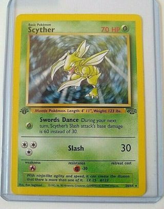 Scyther 26/64 Rare Non - Holo Jungle Set Pokemon Card - Nm