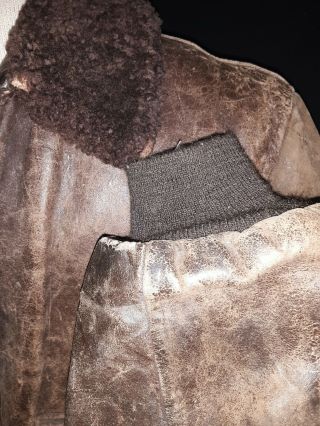 Vtg WW2 Era Leather Jacket Distressed Horsehide D Pocket Conmar 44 Mutton 50s 3