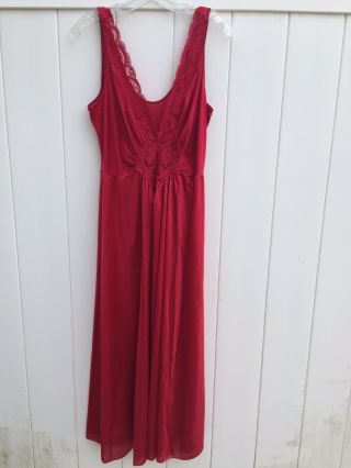 Vtg Olga Night Gown Red 98280 Sz 2xl