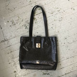 Vintage 1990’s Dooney & Bourke Perry Ostrich Black Leather Handbag Purse