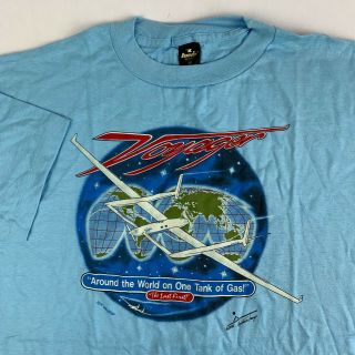 Vtg 80s Voyager International Flight Around The World T - Shirt Mens Xl X - Large